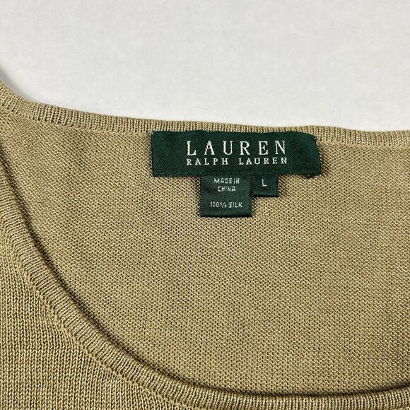 Lauren Ralph Lauren Womens Silk Sweater Tank Gold Knit Sleeveless Knit Top Large - Picture 4 of 9